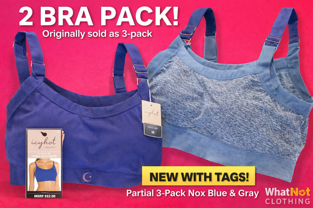 Icy Hot Lingerie Seamless Comfort Bra Lot 2 Medium NWT Blue/Gray (3-Pack Partial